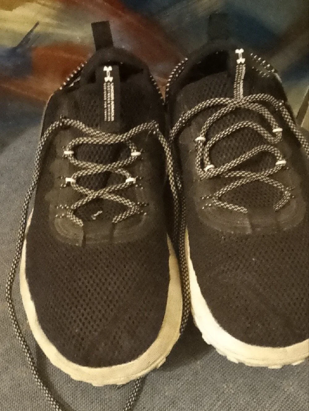 Under Armour Black and White Knit Slip-On Trainers